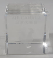 Air Canada Chinese New Year Rooster Clear Glass Cube Shaped Paper Weight