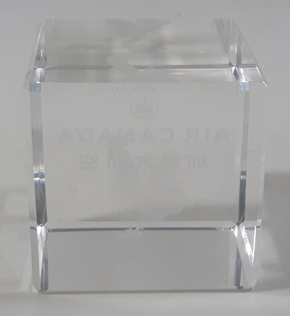 Air Canada Chinese New Year Rooster Clear Glass Cube Shaped Paper Weig