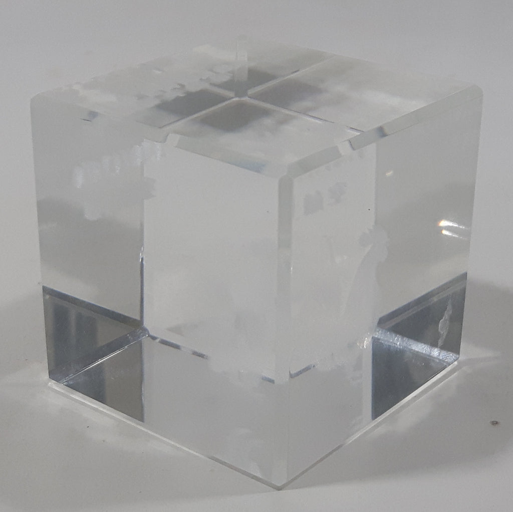 Air Canada Chinese New Year Rooster Clear Glass Cube Shaped Paper Weig