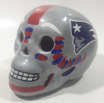 New England Patriots Hand Painted Day Of The Dead Skull Helmet Ceramic Head Ornament