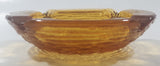 Vintage Mid Century Amber Glass Concentric Circles Lines Texture Cigarette Ash Tray