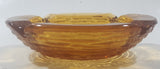 Vintage Mid Century Amber Glass Concentric Circles Lines Texture Cigarette Ash Tray