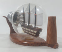 Vintage Detailed Miniature Tall Ship Boat 4 1/8" Long Glass Light Bulb