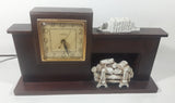 Vintage United Clock Corp Light Up Fire Place Self Starting Wood Cased Electric Mantle Clock Made in U.S.A.