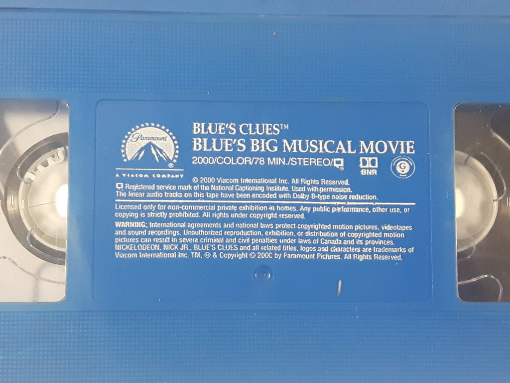 2000 Paramount Viacom Blue's Clues Blue's Clue's Big Musical Movie VHS ...