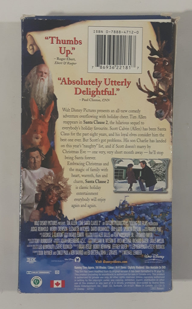 Walt Disney Pictures Presents Santa Clause 2 Movie VHS Video Cassette ...