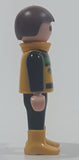1992 Geobra Playmobil Small Brunette Child Black Pants Yellow Green Black Vest 2 1/8" Tall Toy Figure