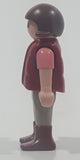1992 Geobra Playmobil Small Brunette Girl Child Grey Pants Pink and Black Shirt with Magenta Vest 2 1/8" Tall Toy Figure