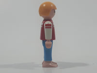 Geobra Playmobil Small Blonde Boy Child Blue Pants Red and White 34 Shirt 2 1/8" Tall Toy Figure
