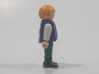 1992 Geobra Playmobil Small Blonde Girl Child Green Pants White Shirt with Purple Vest 2 1/8" Tall Toy Figure