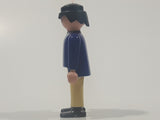 1990 Geobra Playmobil Black Hair Cream Pants Blue Shirt 2 3/4" Tall Toy Figure