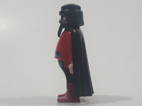 2004 Geobra Playmobil Pirate with Hook Hand Black Hair and Beard Red and Black Clothes Black Cape 2 3/4" Tall Toy Figure