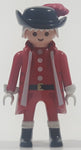 2000 Geobra Playmobil White Hair Red Coat Black Cap with Red Feather 2 3/4" Tall Toy Figure
