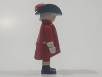 2000 Geobra Playmobil White Hair Red Coat Black Cap with Red Feather 2 3/4" Tall Toy Figure