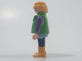 1992 Geobra Playmobil Blonde Hair Blue Pants Light Blue Red and Blue Plaid Shirt with Green Vest 2 3/4" Tall Toy Figure
