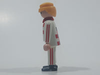 1990 Geobra Playmobil Blonde Hair White Pants White Black Red Plaid Shirt 2 3/4" Tall Toy Figure