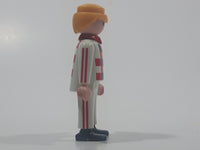 1990 Geobra Playmobil Blonde Hair White Pants White Black Red Plaid Shirt 2 3/4" Tall Toy Figure