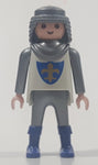 1995 Geobra Playmobil Grey Hair Grey Pants White and Grey Top Medieval Soldier 2 3/4" Tall Toy Figure
