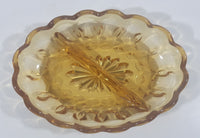 Vintage Amber Orange Two Compartment Depression Glass Candy Dish