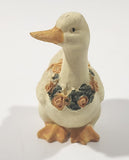 White Duck with Pink Rose Ribbon 2 1/2" Tall Resin Ornament