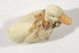 White Duck with Pink Rose Ribbon 2 1/2" Tall Resin Ornament