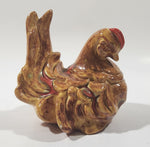 Laying Chicken Hen 5" Brown Drip Glaze Ceramic Ornament