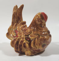 Laying Chicken Hen 5" Brown Drip Glaze Ceramic Ornament