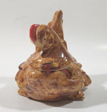 Laying Chicken Hen 5" Brown Drip Glaze Ceramic Ornament