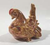 Laying Chicken Hen 5" Brown Drip Glaze Ceramic Ornament