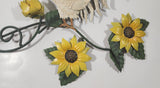 White Rooster Chicken on Yellow Sunflower Vines 11 1/4" x 17 1/2" Metal Wall Art