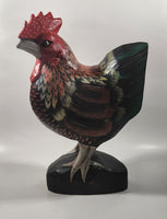 Rooster Chicken Hand Painted 13 1/2" Tall Carved Wood Sculpture