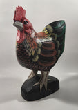 Rooster Chicken Hand Painted 13 1/2" Tall Carved Wood Sculpture