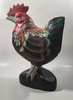 Rooster Chicken Hand Painted 13 1/2" Tall Carved Wood Sculpture