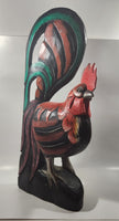 Rooster Chicken Hand Painted Large 20 1/2" Tall Carved Wood Sculpture