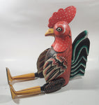 Rooster Chicken Hand Painted Large 21" Tall Carved Wood Sculpture Shelf Sitter with Moving Leg Joints