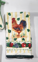 Select Edition Rooster Chicken Themed Oven Mitt and Four Towels 5pc Set