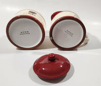 Avon Rooster Chicken Themed Ceramic Creamer Sugar Bowl with Lid