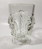 Tiki God Double Sided Happy Face Sad Face 6" Tall 3D Embossed Heavy Glass Pedestal Cup