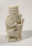 Chinese Sage Man with Baby Deer Fawn 2 3/4" Tall Faux Ivory Molded Resin Figurine
