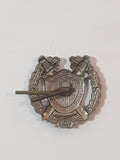Vintage Crossed Swords and Shield in Wreath Silver Tone Metal Collar Shoulder Military Badge Insignia