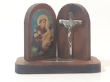 Benedici La Nostra Casa Picture and Crucifix Miniature Wood Ornament