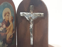 Benedici La Nostra Casa Picture and Crucifix Miniature Wood Ornament