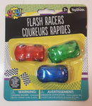 Toysmith YAY! Flash Racers 3 Pack Red Green Blue Pull Back Action Plastic Toy Car Vehicles New in Package
