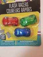 Toysmith YAY! Flash Racers 3 Pack Red Green Blue Pull Back Action Plastic Toy Car Vehicles New in Package