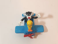 1989 McDonald's Warner Bros. Looney Tunes Tweety Bird and Sylvester The Cat Airplane Blue Plastic Toy