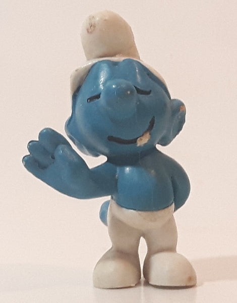 Vintage Peyo Smurfs Shy Smurf 2" PVC Toy Figure Made in W. Germany