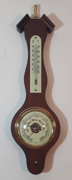 Vintage Banjo Style 12 3/4" Wood Cased Weather Station Thermometer, Barometer Hygrometer Made in West Germany