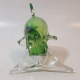 Art Glass Clear and Green 5 3/4" Long Dolphin Sculpture Ornament