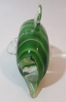 Art Glass Clear and Green 5 3/4" Long Dolphin Sculpture Ornament