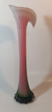 Murano Style Red White Green Calla Lily Shaped 16" Tall Art Glass Flower Bud Vase